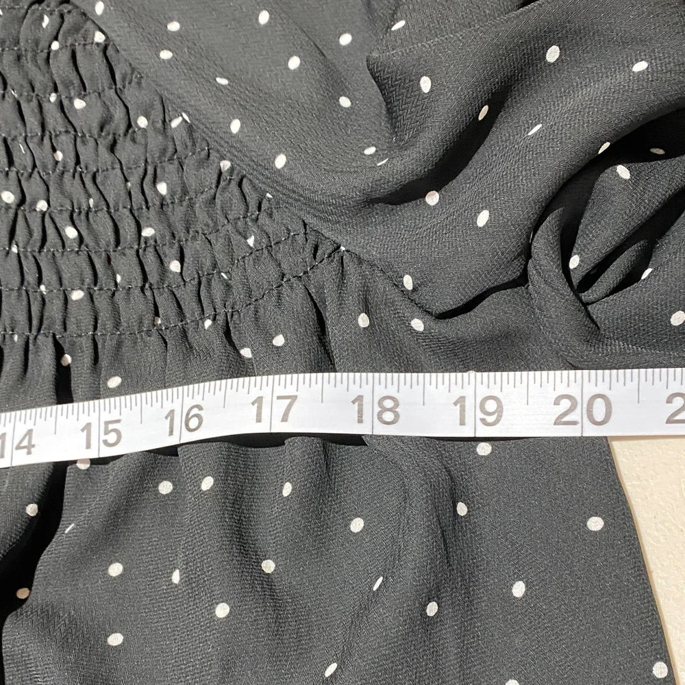 Molly Bracken Polka Dot Blouse Size Small Black with White Dots Loose Fit Flowy - Picture 3 of 10